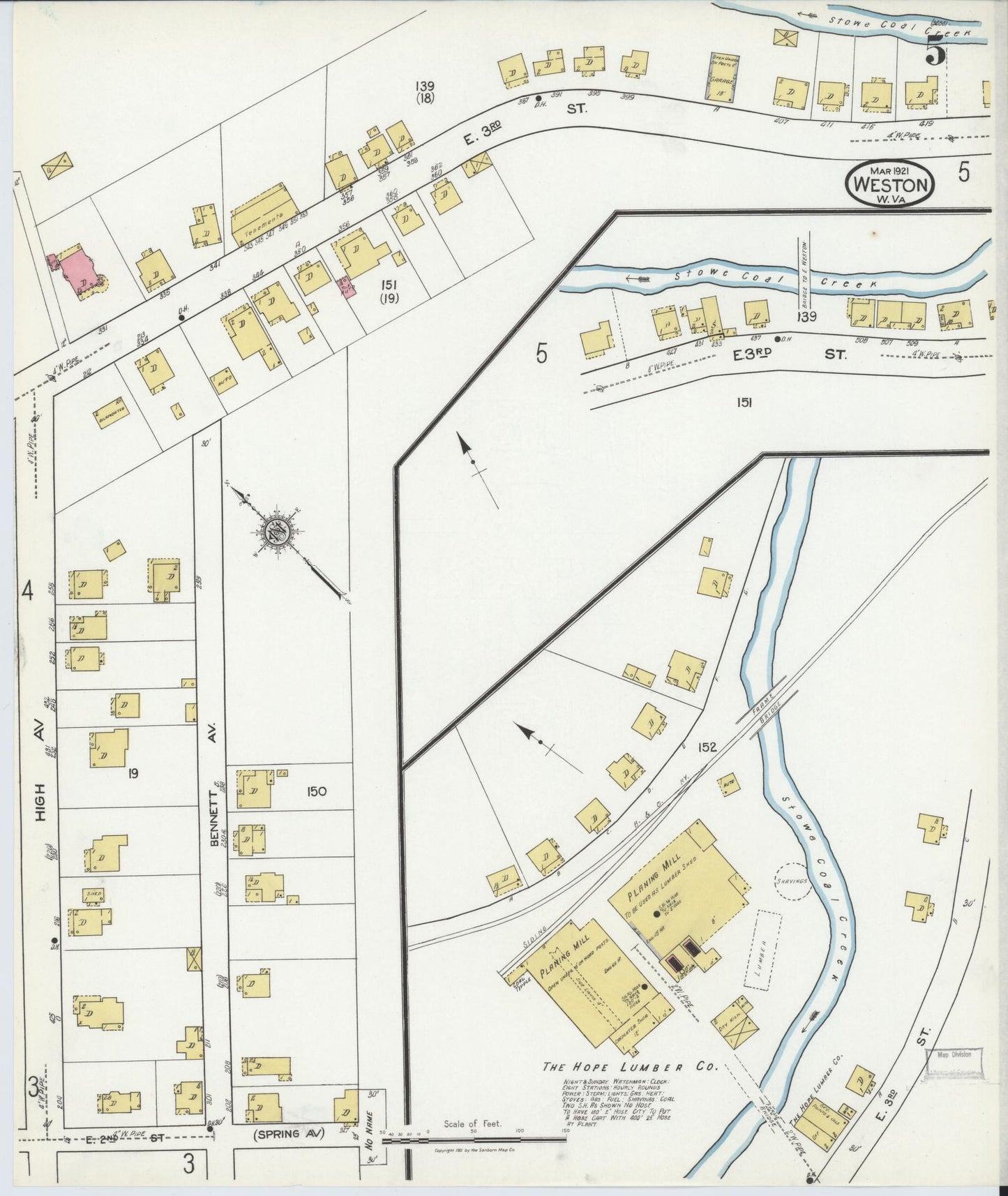 Sanborn Fire Insurance Map from Weston, Lewis County, West Virginia (1921), Sheet #0005 - Complete Map Set gallery image, historic Sanborn map, vintage wall art, West Virginia West Virginia