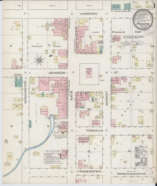 Sanborn Fire Insurance Map from Princeton, Caldwell County, Kentucky. (1886) – Historic Sanborn Fire Insurance Map Print