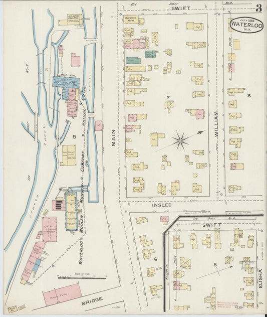 Sanborn Fire Insurance Map from Waterloo, Seneca County, New York (1886), Sheet #0003 - Historic Sanborn Fire Insurance Map Print, vintage old map wall art, antique decor, genealogy gift, New York New York map