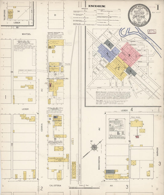 Sanborn Fire Insurance Map from Orting, Pierce County, Washington (1910), Sheet #0001 - Complete Map Set gallery image, historic Sanborn map, vintage wall art, Washington Washington