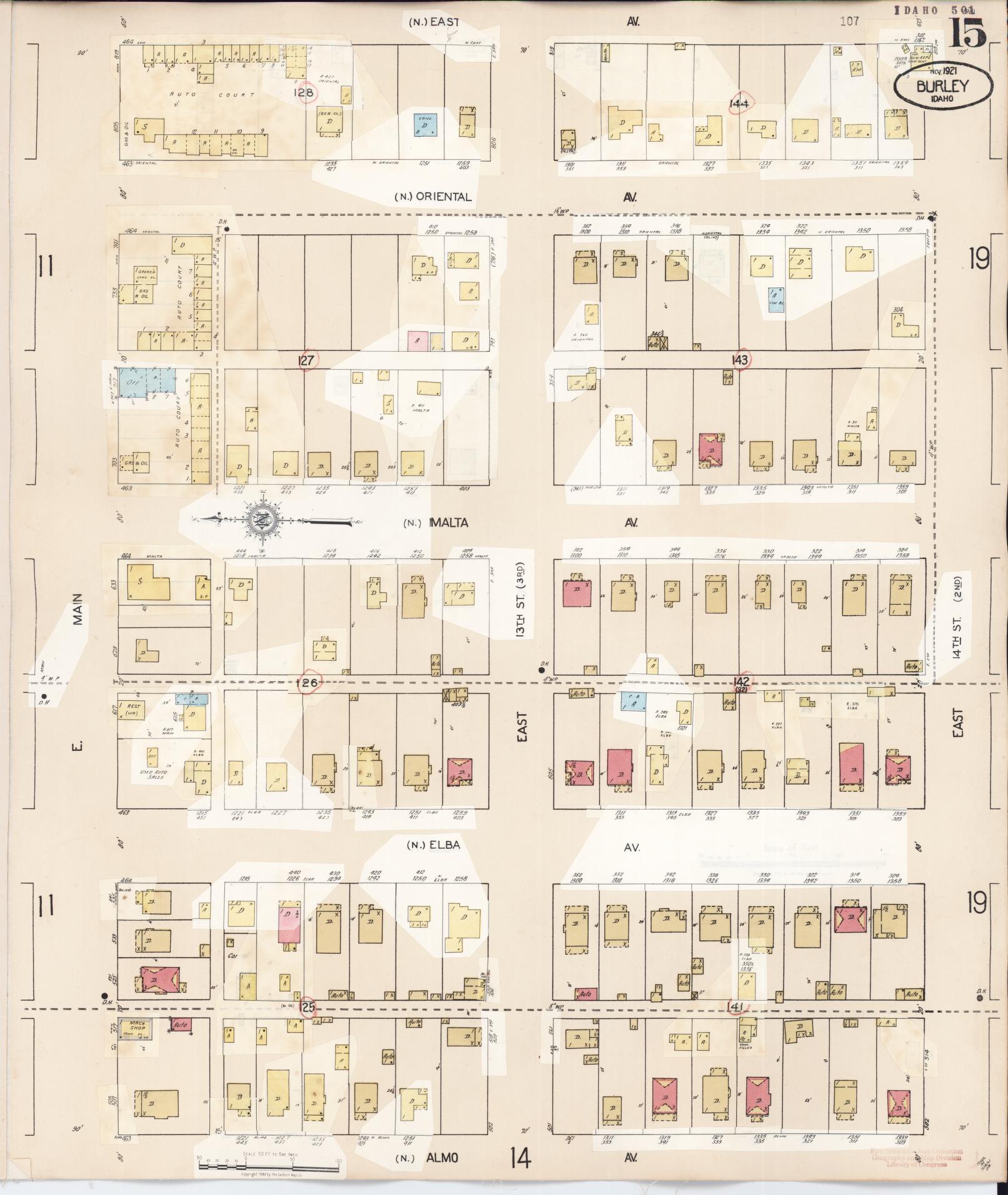 Sanborn Fire Insurance Map from Burley, Cassia County, Idaho (1949), Sheet #0015 - Historic Sanborn Fire Insurance Map Print, vintage old map wall art, antique decor, genealogy gift, Idaho Idaho map