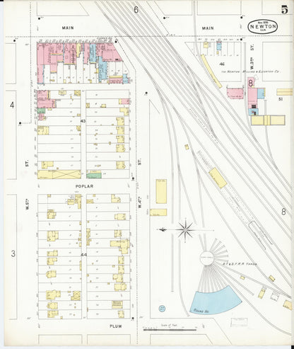 Sanborn Fire Insurance Map from Newton, Harvey County, Kansas (1896), Sheet #0005 - Complete Map Set gallery image, historic Sanborn map, vintage wall art, Kansas Kansas
