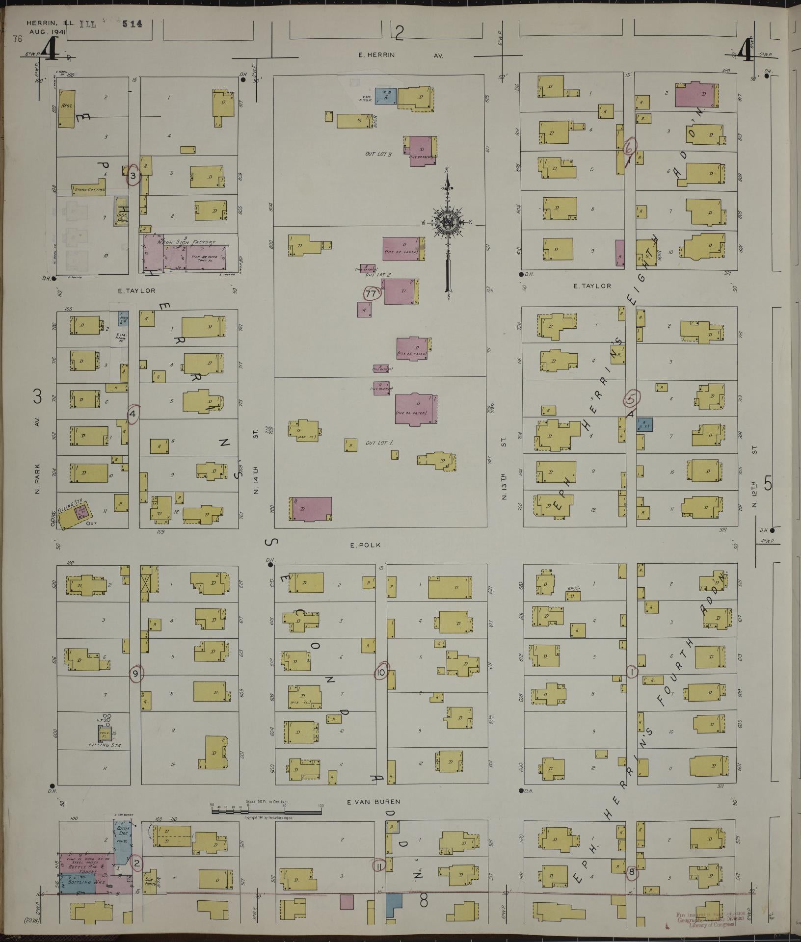 Sanborn Fire Insurance Map from Herrin, Williamson County, Illinois (1947), Sheet #0004 - Complete Map Set gallery image, historic Sanborn map, vintage wall art, Illinois Illinois