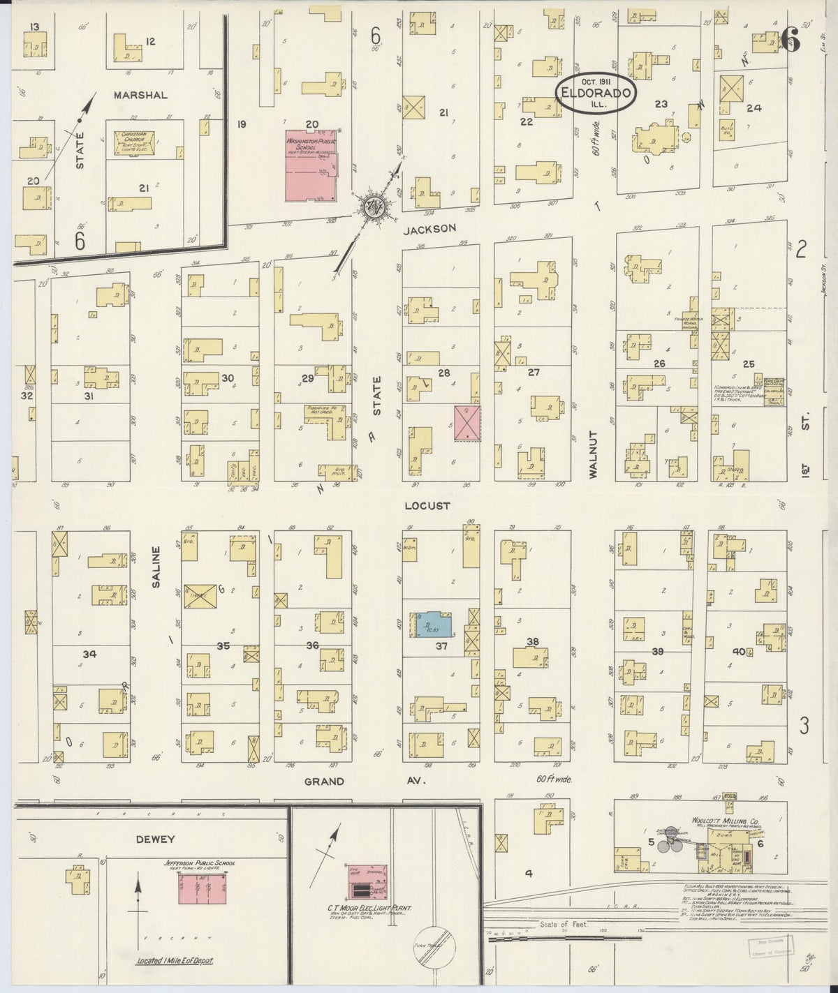 Sanborn Fire Insurance Map from Eldorado, Saline County, Illinois (1911), Sheet #0006 - Complete Map Set gallery image, historic Sanborn map, vintage wall art, Illinois Illinois