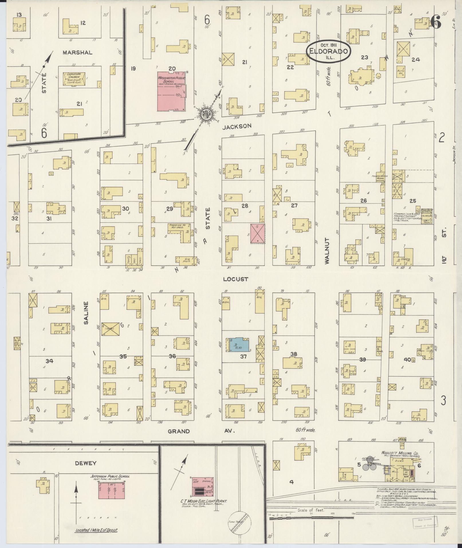 Sanborn Fire Insurance Map from Eldorado, Saline County, Illinois (1911), Sheet #0006 - Complete Map Set gallery image, historic Sanborn map, vintage wall art, Illinois Illinois
