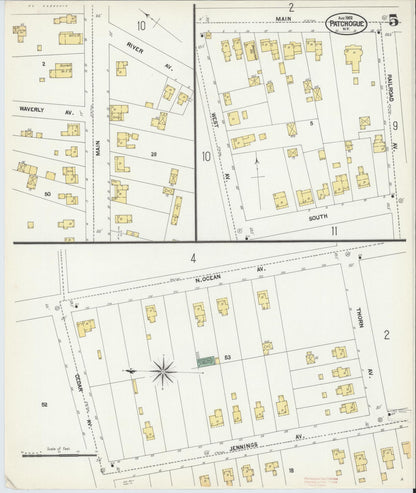 Sanborn Fire Insurance Map from Patchogue, Suffolk County, New York (1902), Sheet #0005 - Complete Map Set gallery image, historic Sanborn map, vintage wall art, New York New York