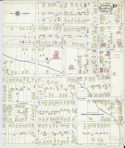 Sanborn Fire Insurance Map from Wilmington, Clinton County, Ohio (1914), Sheet #0010 - Historic Sanborn Fire Insurance Map Print, vintage old map wall art, antique decor, genealogy gift, Ohio Ohio map