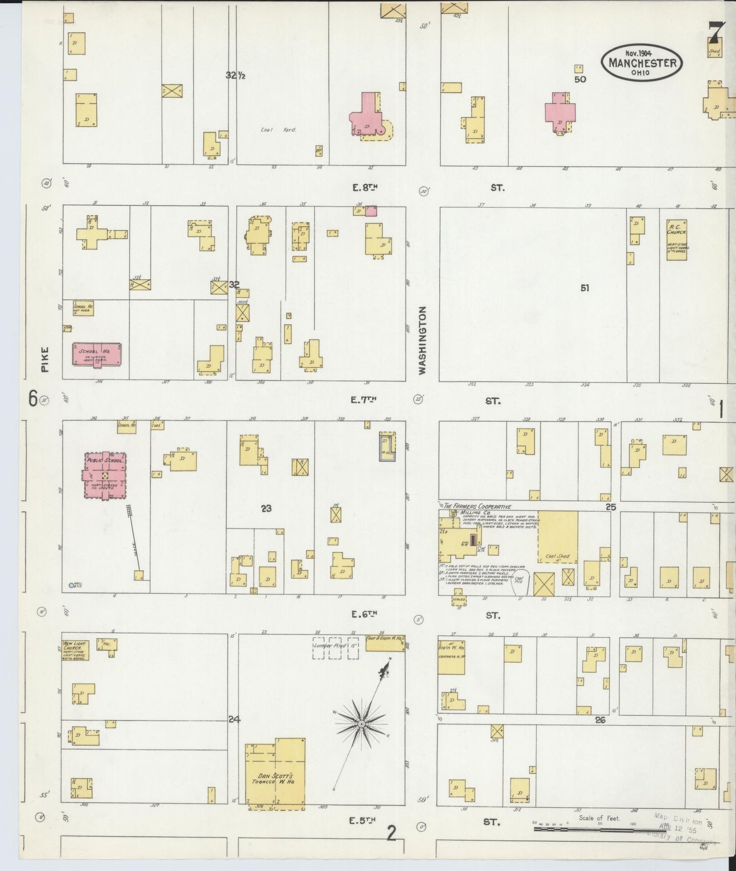 Sanborn Fire Insurance Map from Manchester, Adams County, Ohio (1904), Sheet #0007 - Historic Sanborn Fire Insurance Map Print, vintage old map wall art, antique decor, genealogy gift, Ohio Ohio map