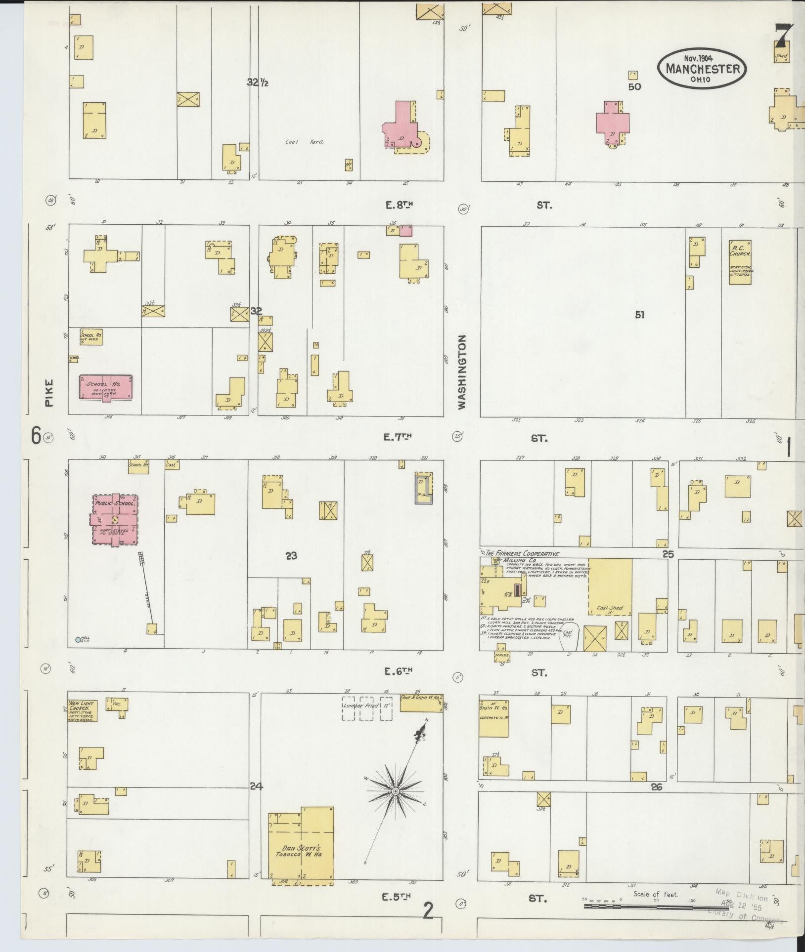 Sanborn Fire Insurance Map from Manchester, Adams County, Ohio (1904), Sheet #0007 - Historic Sanborn Fire Insurance Map Print, vintage old map wall art, antique decor, genealogy gift, Ohio Ohio map