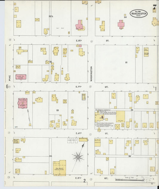 Sanborn Fire Insurance Map from Manchester, Adams County, Ohio (1904), Sheet #0007 - Historic Sanborn Fire Insurance Map Print, vintage old map wall art, antique decor, genealogy gift, Ohio Ohio map