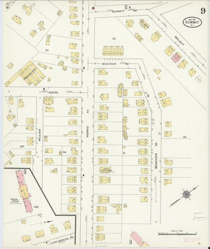 Sanborn Fire Insurance Map from Summit, Union County, New Jersey (1911), Sheet #0009 - Complete Map Set gallery image, historic Sanborn map, vintage wall art, New Jersey New Jersey