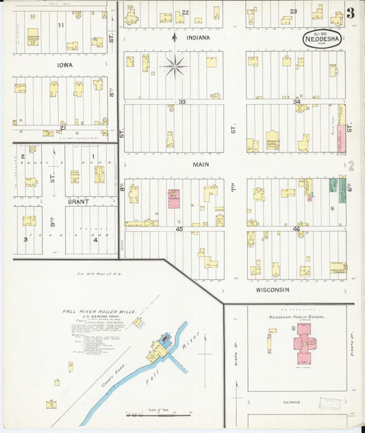 Sanborn Fire Insurance Map from Neodesha, Wilson County, Kansas (1892), Sheet #0003 - Historic Sanborn Fire Insurance Map Print, vintage old map wall art, antique decor, genealogy gift, Kansas Kansas map