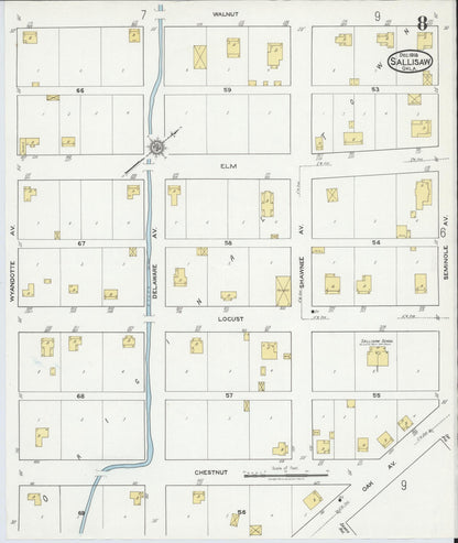 Sanborn Fire Insurance Map from Sallisaw, Sequoyah County, Oklahoma (1918), Sheet #0008 - Complete Map Set gallery image, historic Sanborn map, vintage wall art, Oklahoma Oklahoma