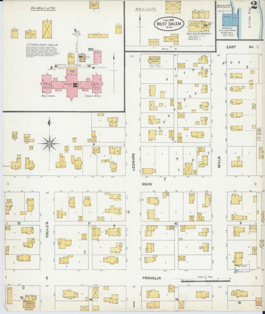 Sanborn Fire Insurance Map from West Salem, La Crosse County, Wisconsin (1904), Sheet #0002 - Historic Sanborn Fire Insurance Map Print, vintage old map wall art, antique decor, genealogy gift, Wisconsin Wisconsin map