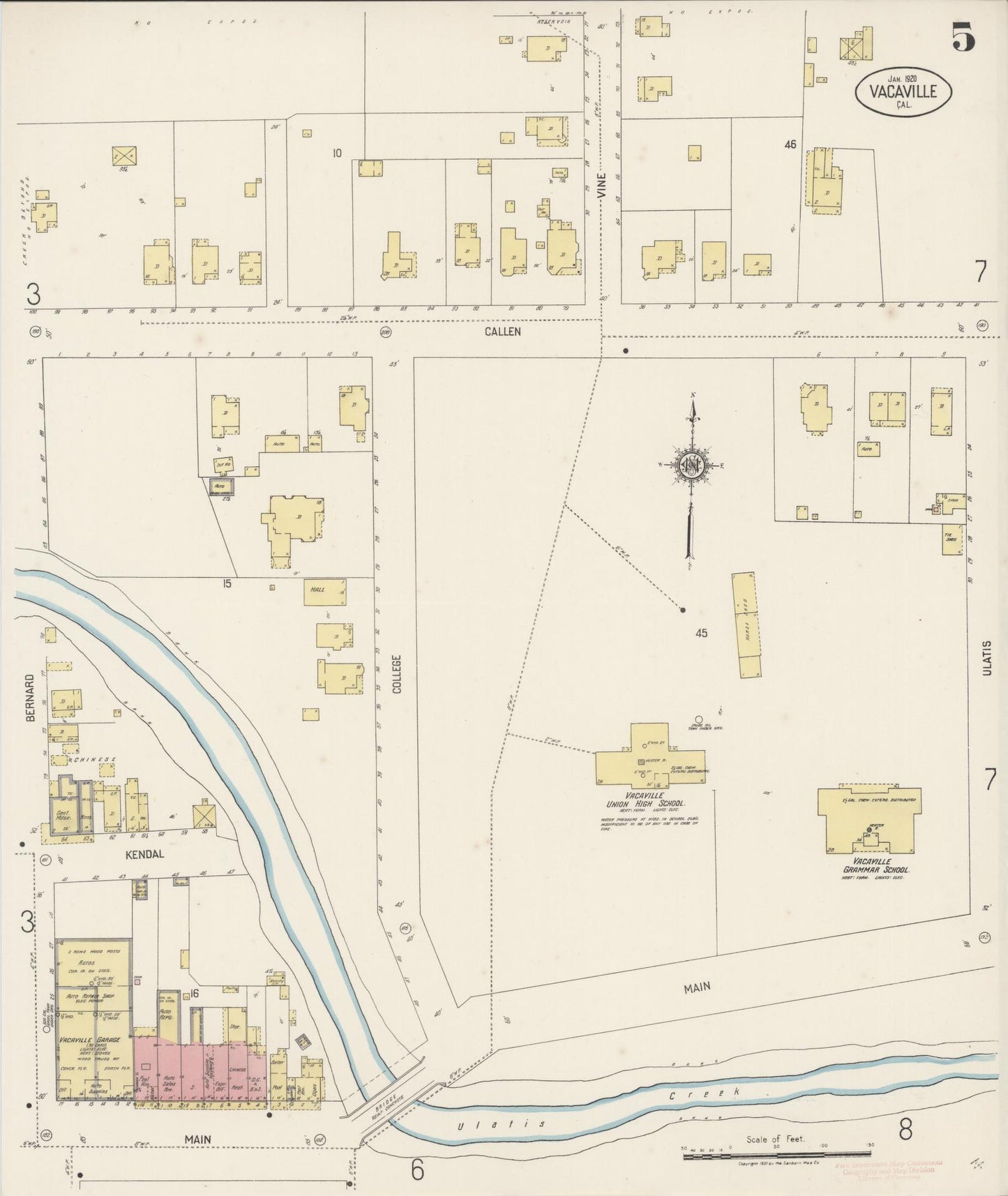 Sanborn Fire Insurance Map from Vacaville, Solano County, California (1920), Sheet #0005 - Complete Map Set gallery image, historic Sanborn map, vintage wall art, California California