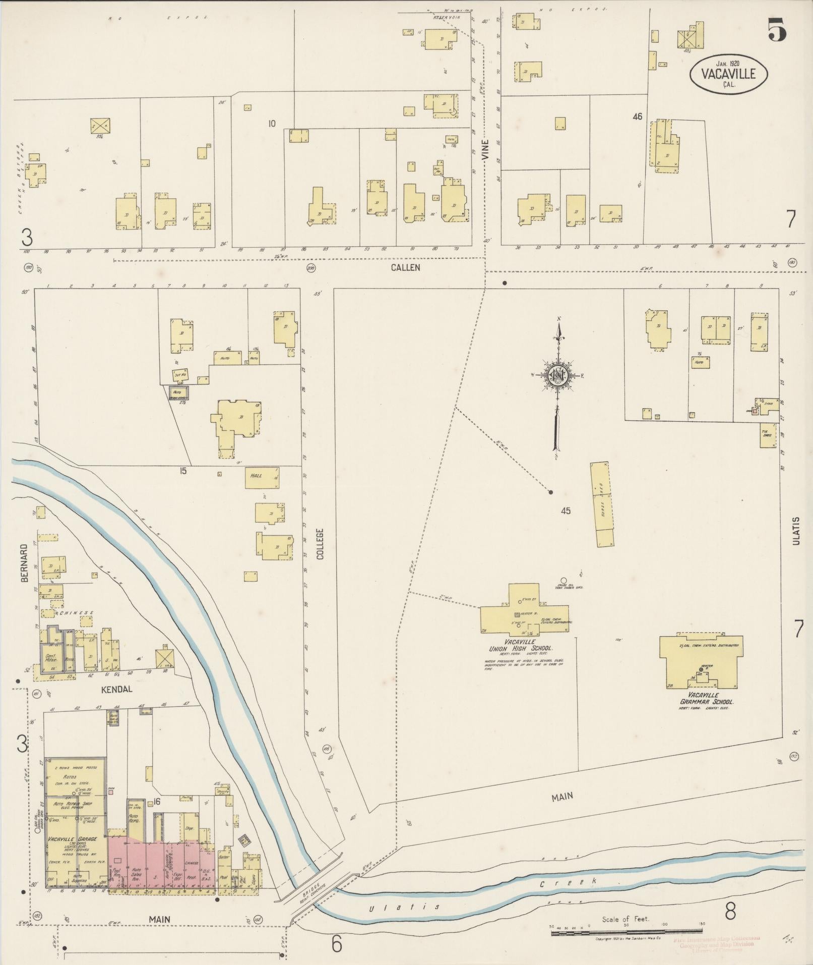 Sanborn Fire Insurance Map from Vacaville, Solano County, California (1920), Sheet #0005 - Complete Map Set gallery image, historic Sanborn map, vintage wall art, California California