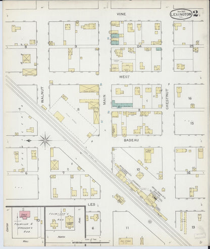 Sanborn Fire Insurance Map from Lexington, McLean County, Illinois (1892), Sheet #0002 - Historic Sanborn Fire Insurance Map Print, vintage old map wall art, antique decor, genealogy gift, Illinois Illinois map