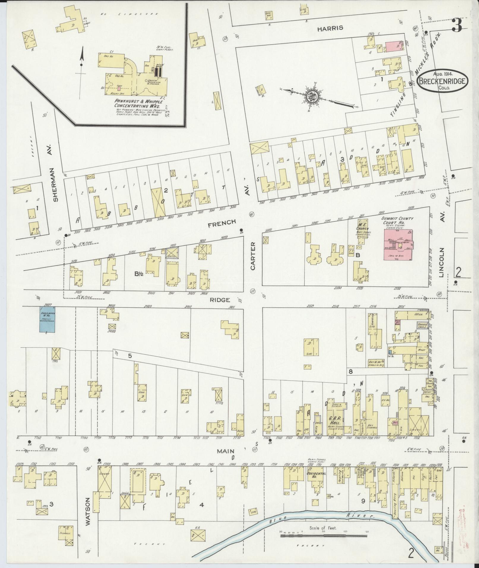 Sanborn Fire Insurance Map from Breckenridge, Summit County, Colorado (1914), Sheet #0003 - Complete Map Set gallery image, historic Sanborn map, vintage wall art, Colorado Colorado