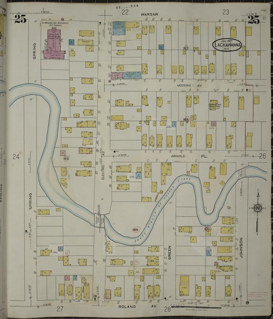 Sanborn Fire Insurance Map from Lackawanna, Erie County, New York (1950), Sheet #0025 - Historic Sanborn Fire Insurance Map Print, vintage old map wall art, antique decor, genealogy gift, New York New York map