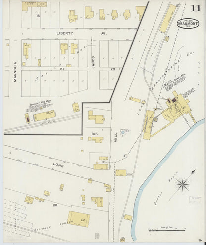 Sanborn Fire Insurance Map from Beaumont, Jefferson County, Texas (1894), Sheet #0011 - Complete Map Set gallery image, historic Sanborn map, vintage wall art, Texas Texas
