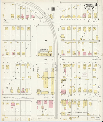 Sanborn Fire Insurance Map from Clinton, Vermillion County, Indiana (1910), Sheet #0011 - Historic Sanborn Fire Insurance Map Print, vintage old map wall art, antique decor, genealogy gift, Indiana Indiana map