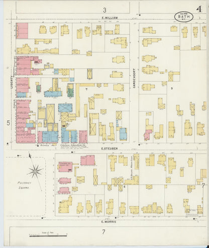 Sanborn Fire Insurance Map from Bath, Steuben County, New York (1898), Sheet #0004 - Complete Map Set gallery image, historic Sanborn map, vintage wall art, New York New York