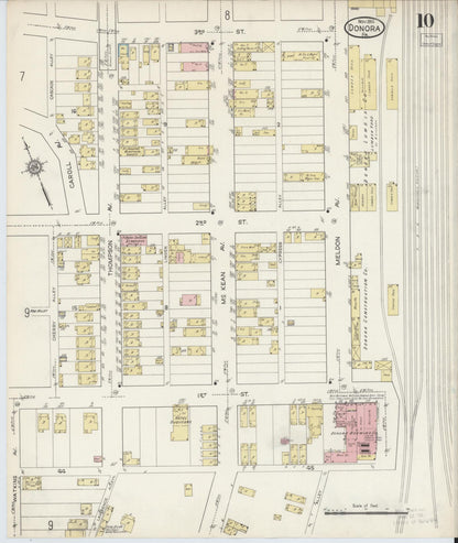 Sanborn Fire Insurance Map from Donora, Washington County, Pennsylvania (1914), Sheet #0010 - Complete Map Set gallery image, historic Sanborn map, vintage wall art, Pennsylvania Pennsylvania