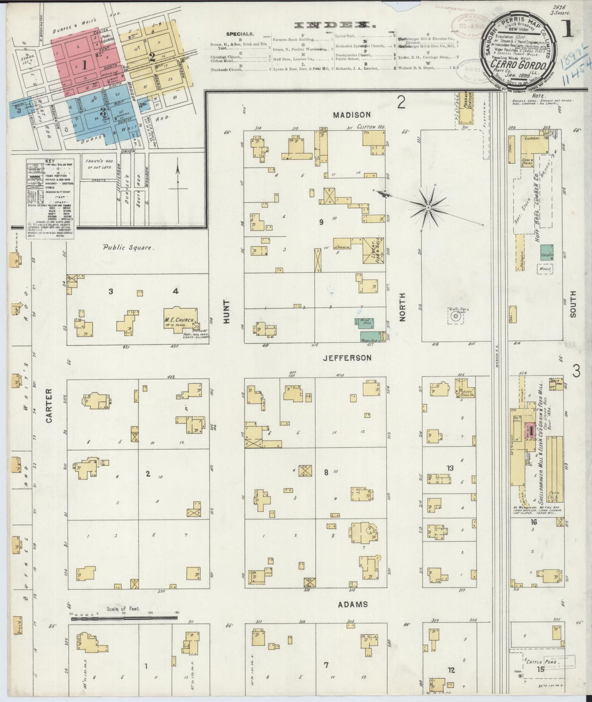 Sanborn Fire Insurance Map from Cerro Gordo, Piatt County, Illinois (1899), Sheet #0001 - Complete Map Set gallery image, historic Sanborn map, vintage wall art, Illinois Illinois