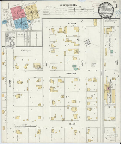 Sanborn Fire Insurance Map from Cerro Gordo, Piatt County, Illinois (1899), Sheet #0001 - Complete Map Set gallery image, historic Sanborn map, vintage wall art, Illinois Illinois