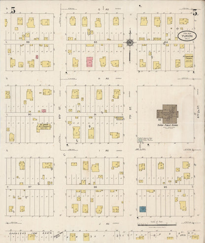 Sanborn Fire Insurance Map from Yukon, Canadian County, Oklahoma (1929), Sheet #0005 - Complete Map Set gallery image, historic Sanborn map, vintage wall art, Oklahoma Oklahoma