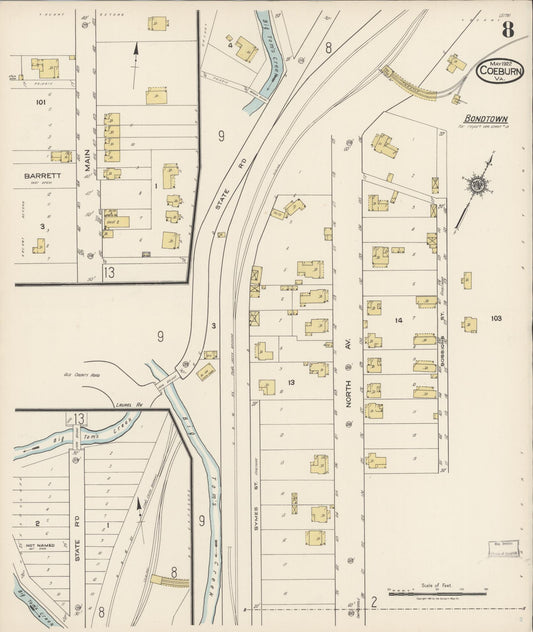 Sanborn Fire Insurance Map from Coeburn, Wise County, Virginia (1922), Sheet #0008 - Historic Sanborn Fire Insurance Map Print, vintage old map wall art, antique decor, genealogy gift, Virginia Virginia map