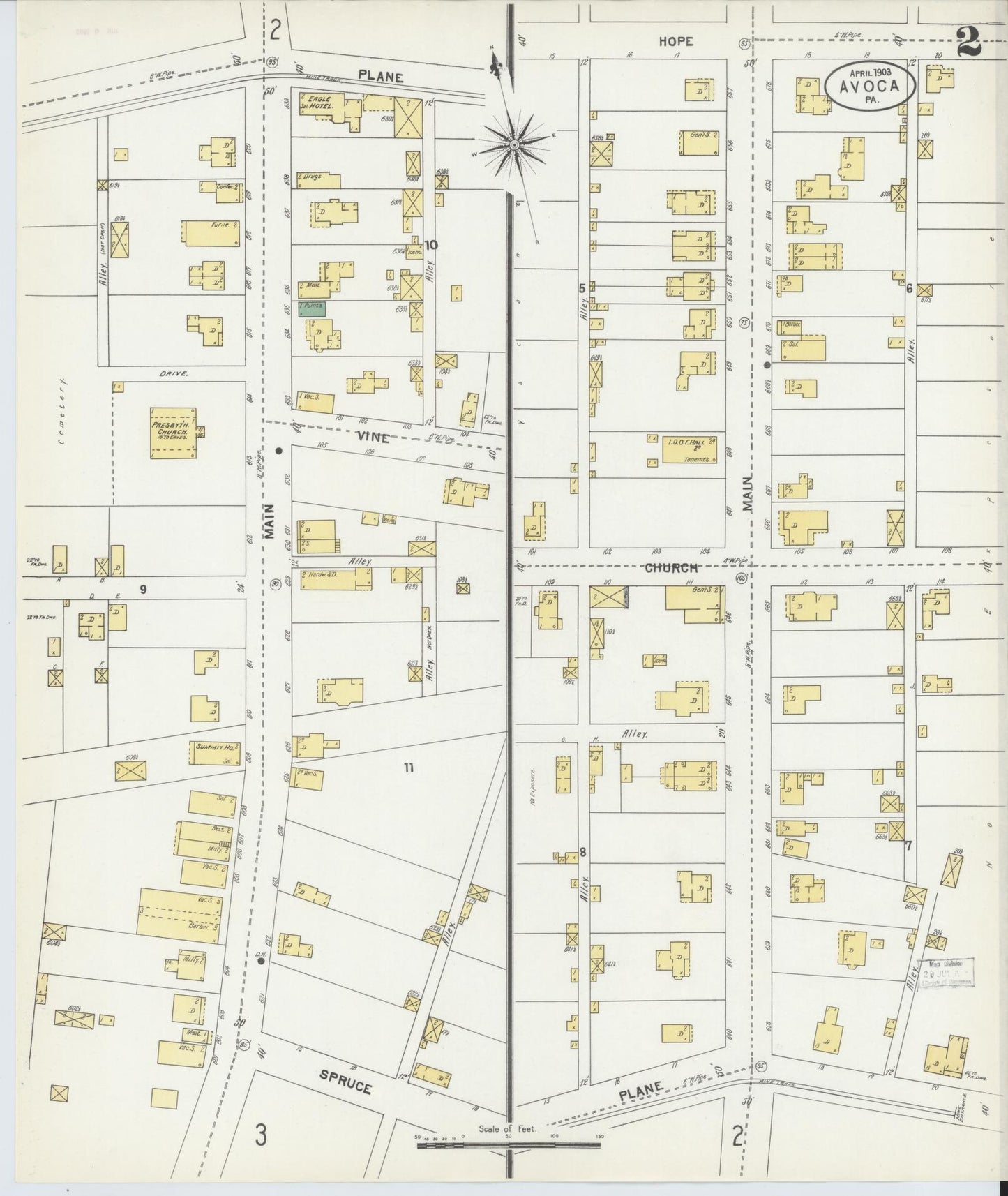 Sanborn Fire Insurance Map from Avoca, Luzerne County, Pennsylvania (1903), Sheet #0002 - Historic Sanborn Fire Insurance Map Print, vintage old map wall art, antique decor, genealogy gift, Pennsylvania Pennsylvania map