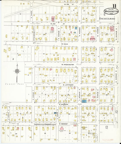 Sanborn Fire Insurance Map from Washington, Washington County, Iowa (1917), Sheet #0011 - Historic Sanborn Fire Insurance Map Print