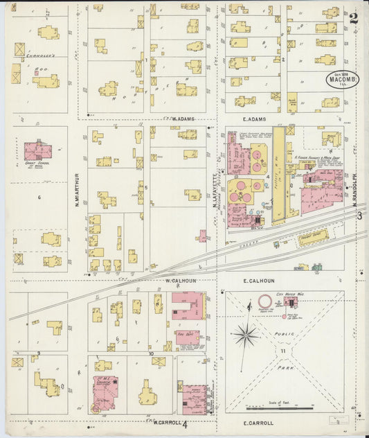 Sanborn Fire Insurance Map from Macomb, Mcdonough County, Illinois (1898), Sheet #0002 - Historic Sanborn Fire Insurance Map Print, vintage old map wall art, antique decor, genealogy gift, Illinois Illinois map