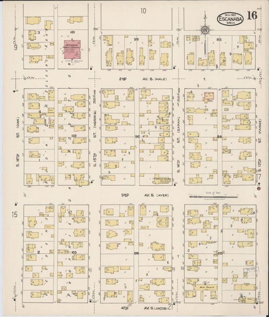 Sanborn Fire Insurance Map from Escanaba, Delta County, Michigan (1921), Sheet #0016 - Historic Sanborn Fire Insurance Map Print, vintage old map wall art, antique decor, genealogy gift, Michigan Michigan map