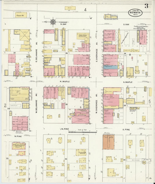 Sanborn Fire Insurance Map from Nowata, Nowata County, Oklahoma (1911), Sheet #0003 - Historic Sanborn Fire Insurance Map Print, vintage old map wall art, antique decor, genealogy gift, Oklahoma Oklahoma map