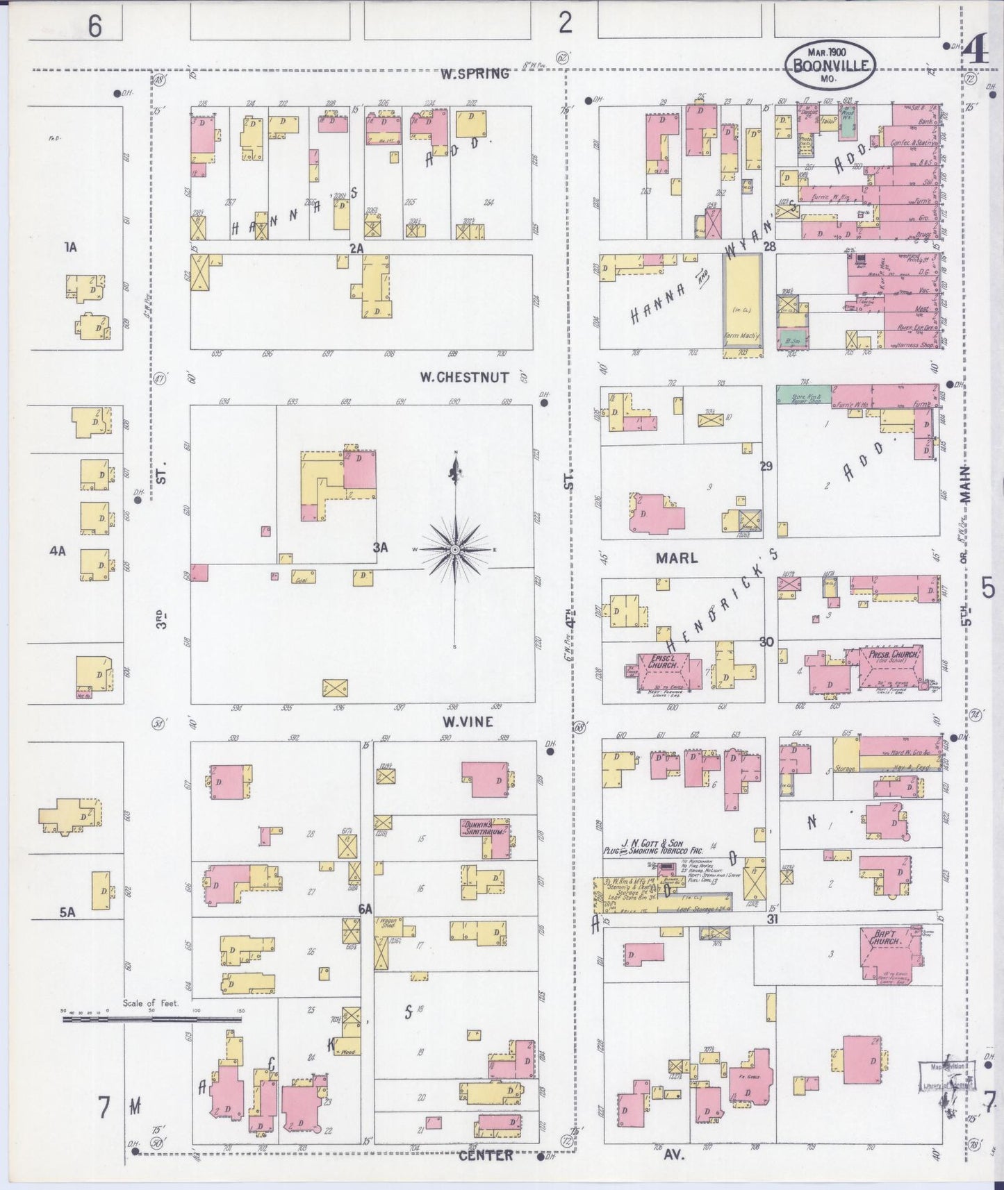 Sanborn Fire Insurance Map from Boonville, Cooper County, Missouri (1900), Sheet #0004 - Historic Sanborn Fire Insurance Map Print, vintage old map wall art, antique decor, genealogy gift, Missouri Missouri map