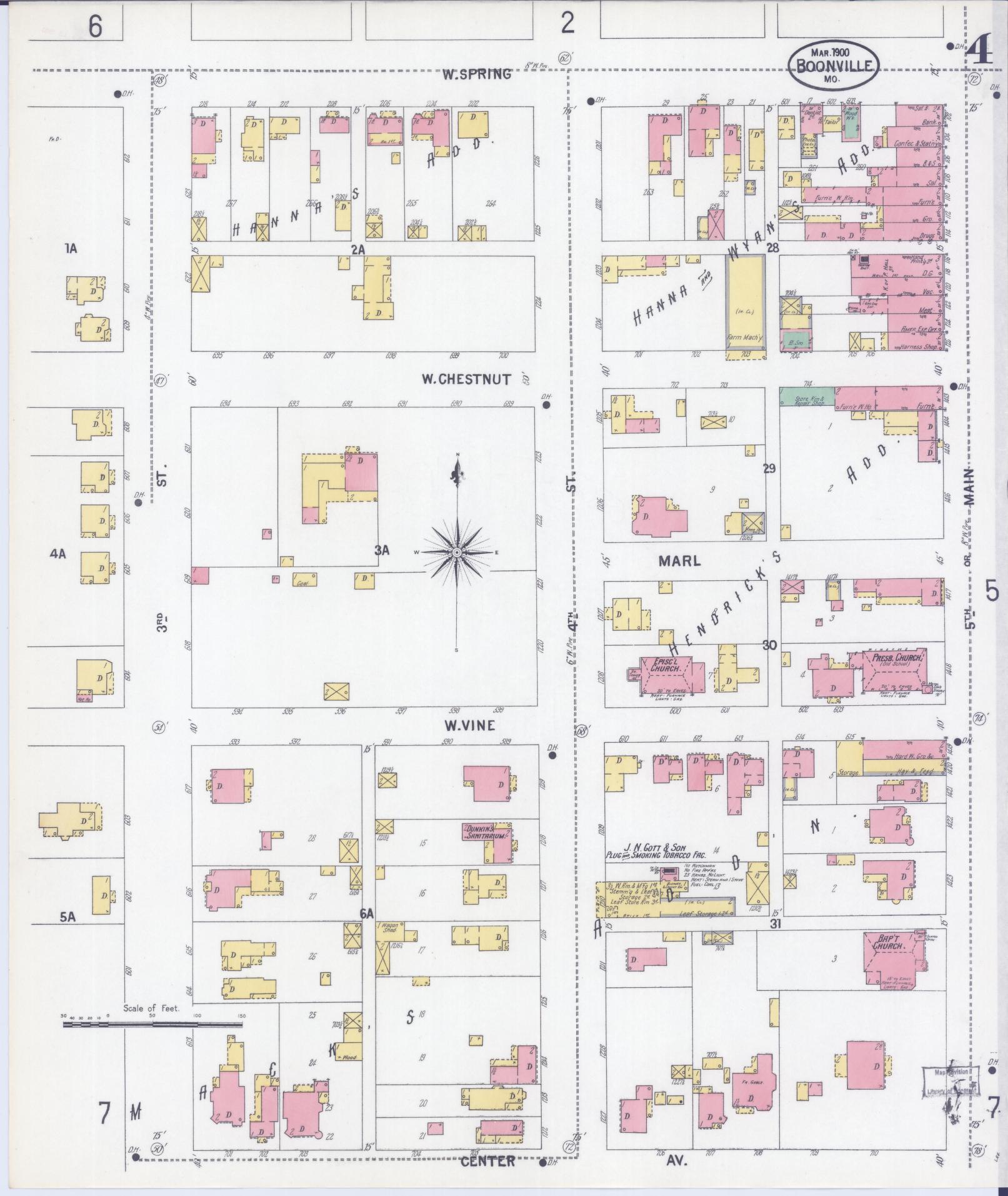Sanborn Fire Insurance Map from Boonville, Cooper County, Missouri (1900), Sheet #0004 - Historic Sanborn Fire Insurance Map Print, vintage old map wall art, antique decor, genealogy gift, Missouri Missouri map