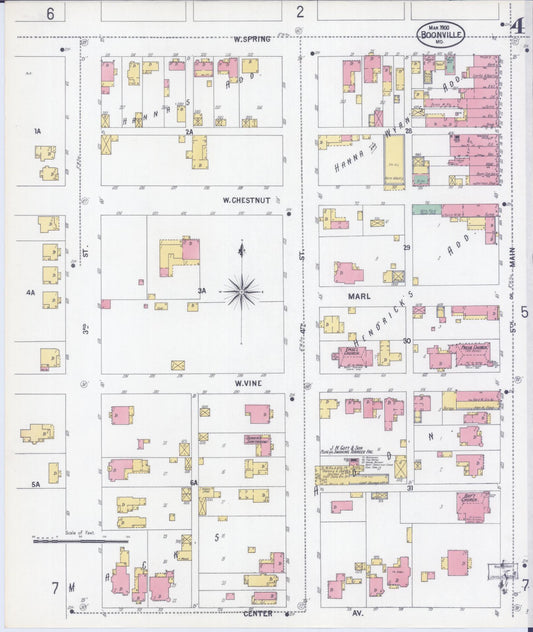 Sanborn Fire Insurance Map from Boonville, Cooper County, Missouri (1900), Sheet #0004 - Historic Sanborn Fire Insurance Map Print, vintage old map wall art, antique decor, genealogy gift, Missouri Missouri map
