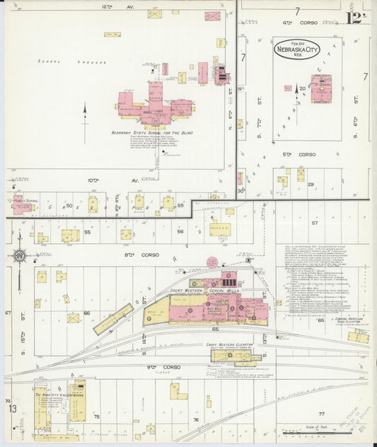 Sanborn Fire Insurance Map from Nebraska City, Otoe County, Nebraska (1913), Sheet #0012 - Historic Sanborn Fire Insurance Map Print, vintage old map wall art, antique decor, genealogy gift, Nebraska Nebraska map