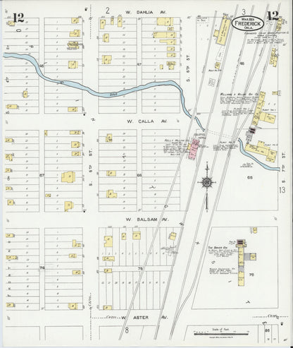Sanborn Fire Insurance Map from Frederick, Tillman County, Oklahoma (1924), Sheet #0012 - Complete Map Set gallery image, historic Sanborn map, vintage wall art, Oklahoma Oklahoma