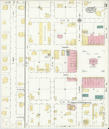 Sanborn Fire Insurance Map from Cooper, Delta County, Texas (1909), Sheet #0003 - Complete Map Set gallery image, historic Sanborn map, vintage wall art, Texas Texas
