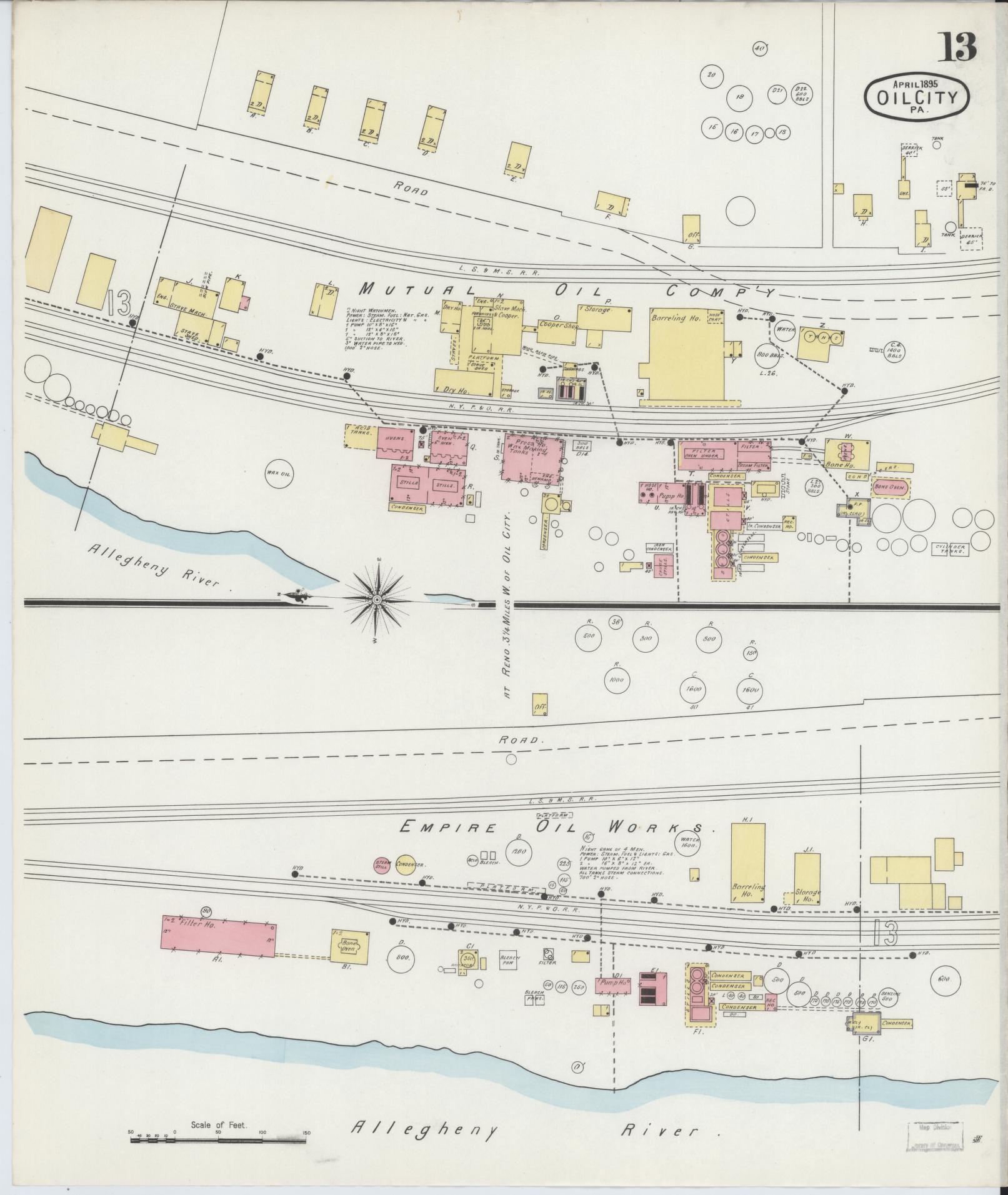 Sanborn Fire Insurance Map from Oil City, Venango County, Pennsylvania (1895), Sheet #0013 - Complete Map Set gallery image, historic Sanborn map, vintage wall art, Pennsylvania Pennsylvania