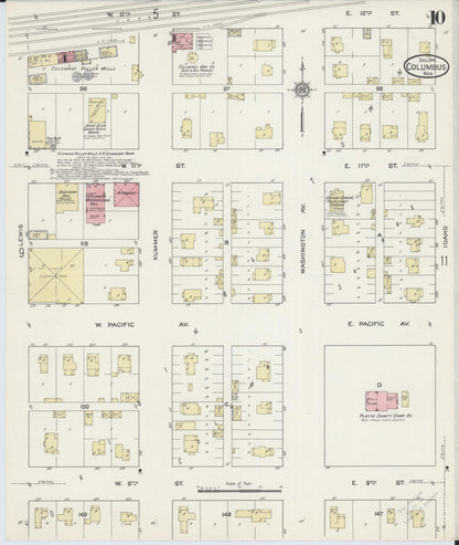 Sanborn Fire Insurance Map from Columbus, Platte County, Nebraska (1914), Sheet #0010 - Complete Map Set gallery image, historic Sanborn map, vintage wall art, Nebraska Nebraska