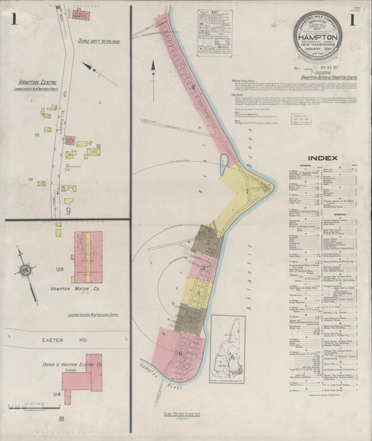 Sanborn Fire Insurance Map from Hampton, Rockingham County, New Hampshire (1930), Sheet #0001 - Complete Map Set gallery image, historic Sanborn map, vintage wall art, New Hampshire New Hampshire
