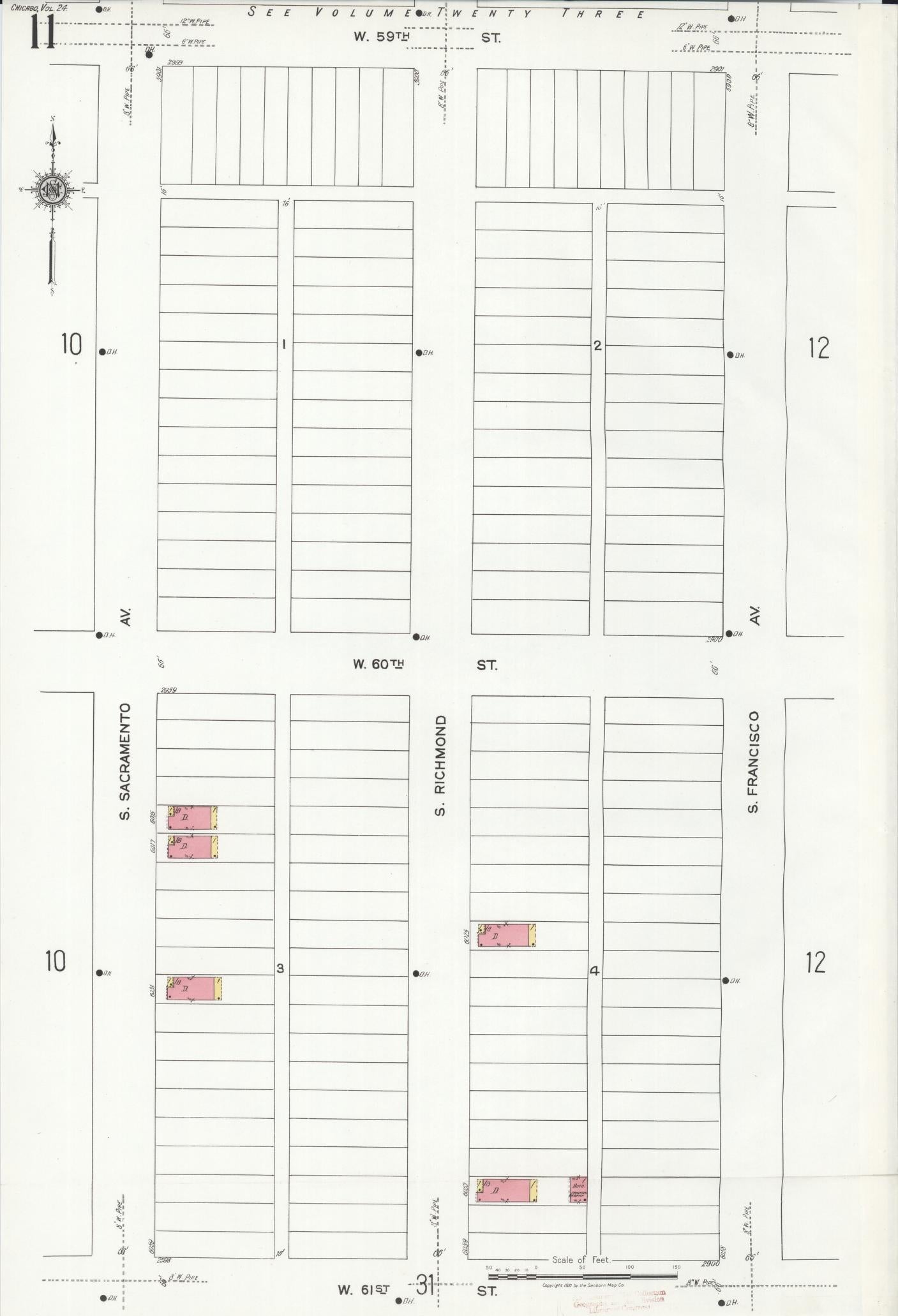 Sanborn Fire Insurance Map from Chicago, Cook County, Illinois (1920), Sheet #0011 - Historic Sanborn Fire Insurance Map Print, vintage old map wall art, antique decor, genealogy gift, Illinois Illinois map