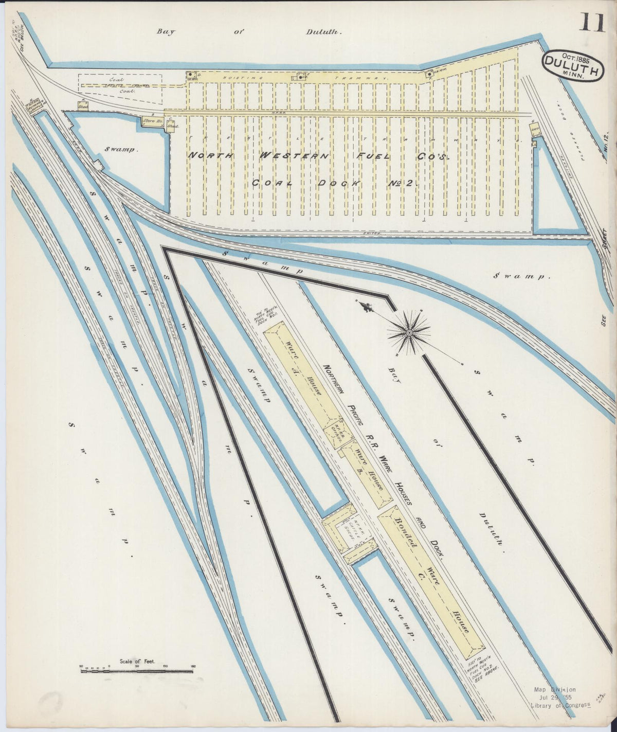 Sanborn Fire Insurance Map from Duluth, Saint Louis County, Minnesota (1885), Sheet #0011 - Historic Sanborn Fire Insurance Map Print, vintage old map wall art, antique decor, genealogy gift, Minnesota Minnesota map