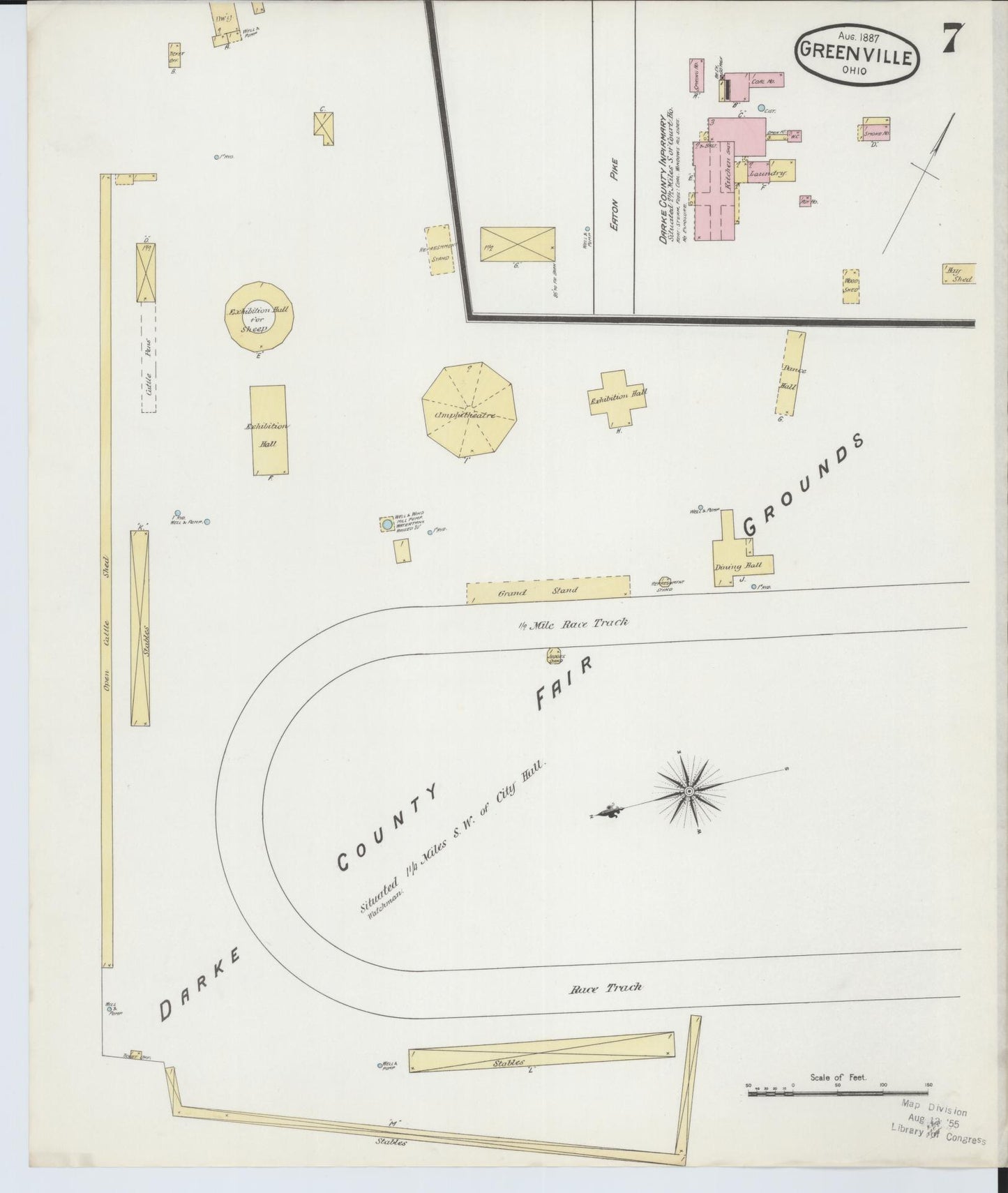 Sanborn Fire Insurance Map from Greenville, Darke County, Ohio (1887), Sheet #0007 - Historic Sanborn Fire Insurance Map Print, vintage old map wall art, antique decor, genealogy gift, Ohio Ohio map