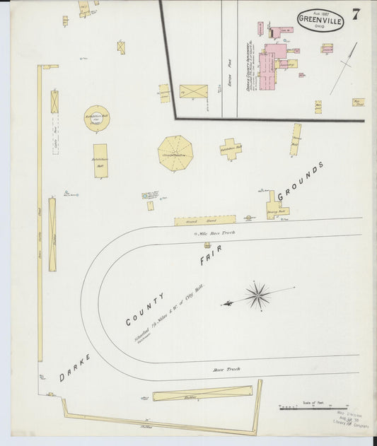 Sanborn Fire Insurance Map from Greenville, Darke County, Ohio (1887), Sheet #0007 - Historic Sanborn Fire Insurance Map Print, vintage old map wall art, antique decor, genealogy gift, Ohio Ohio map