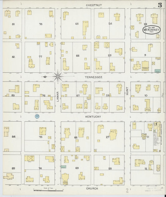 Sanborn Fire Insurance Map from McKinney, Collin County, Texas (1892), Sheet #0003 - Historic Sanborn Fire Insurance Map Print, vintage old map wall art, antique decor, genealogy gift, Texas Texas map